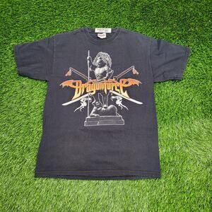 Y2K DragonForce Graphic Tee Men's Small Heavy Metal Concert Tour Shirt